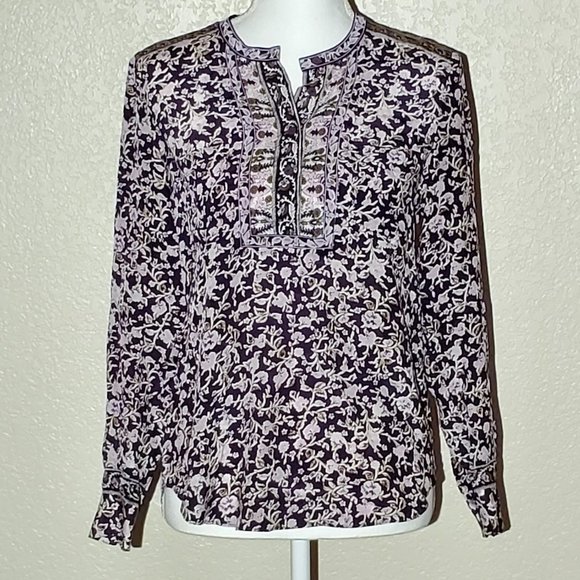 Rebecca Taylor Tops - NWOT Rebecca Taylor Floral Silk Popover Blouse